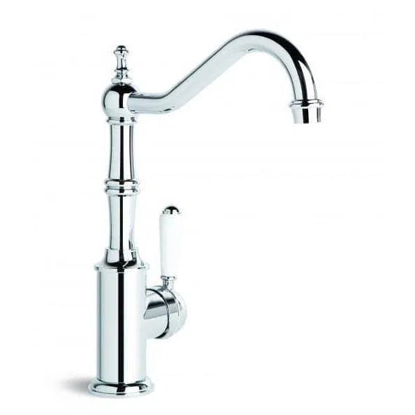 Sink Mixers Brodware Brodware Winslow Single Lever Sink Mixer With Traditional Swivel Spout White Lever