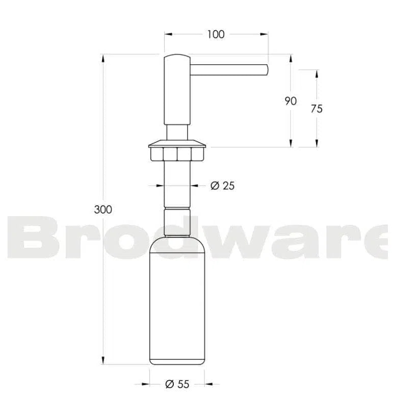 Brodware City Stik Hob Mount Soap Dispenser 1000ml Refillable
