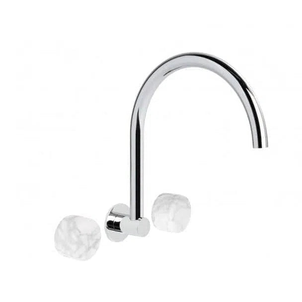 Brodware Halo Marble Wall Set With Swivel Gooseneck Spout