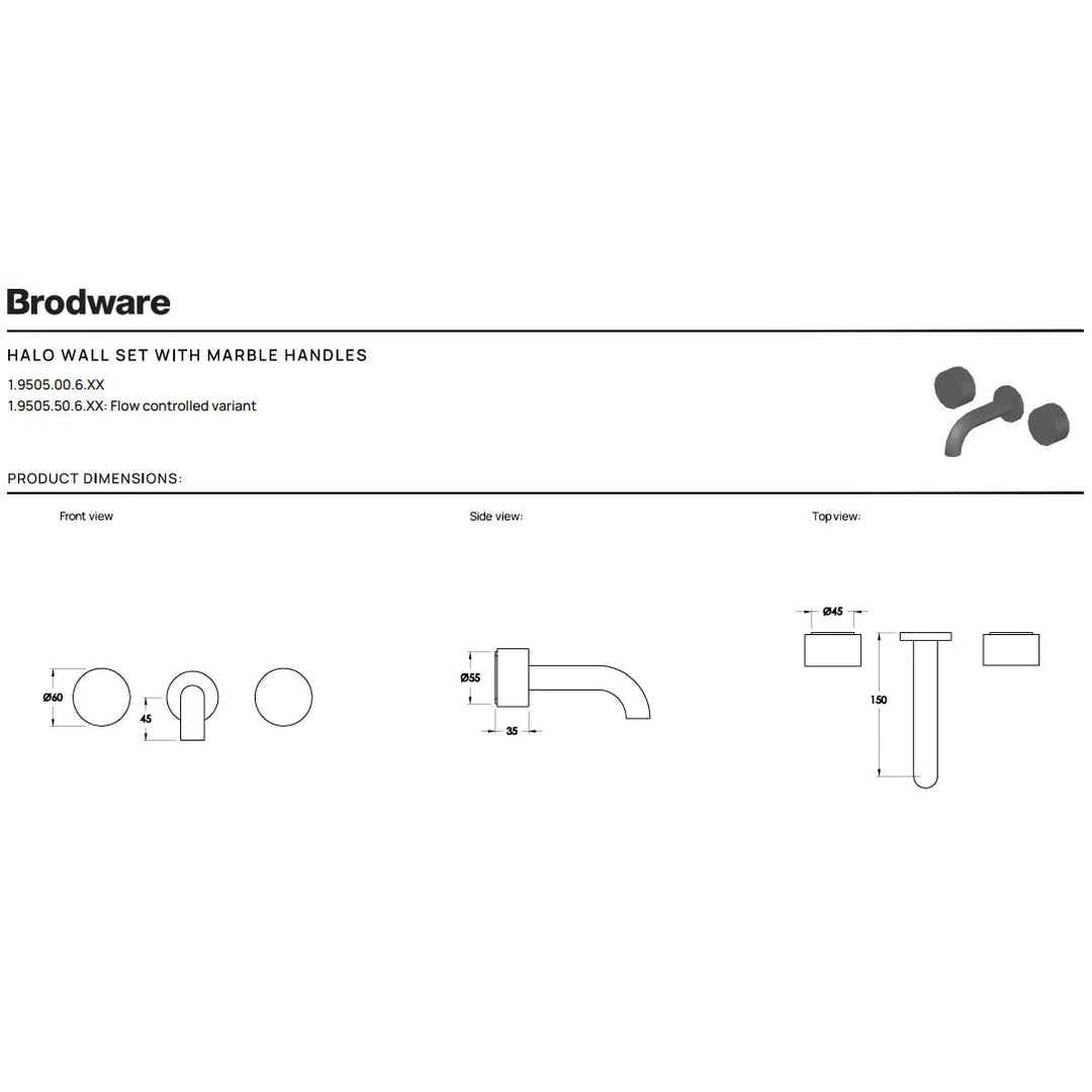 Brodware Halo Wall Set With 150mm Spout