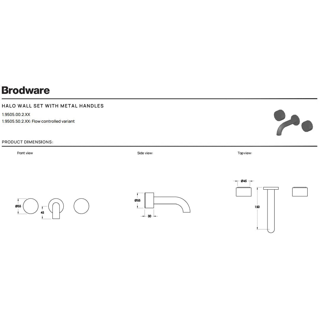 Brodware Halo Wall Set With 150mm Spout