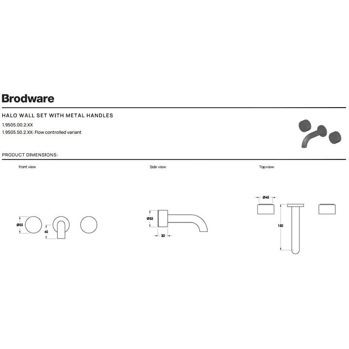 Brodware Halo Wall Set With 150mm Spout