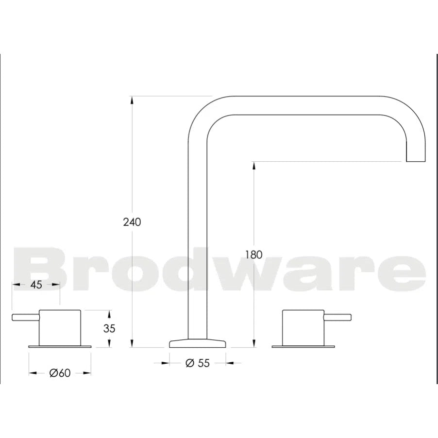 Tapware Brodware Brodware Minim Kitchen Set With Square Swivel Spout