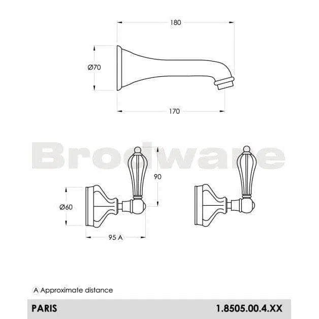 Tapware Brodware Brodware Paris Wall Set