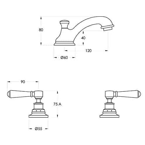 Brodware Winslow Basin Set With Cast Spout Lever Handles