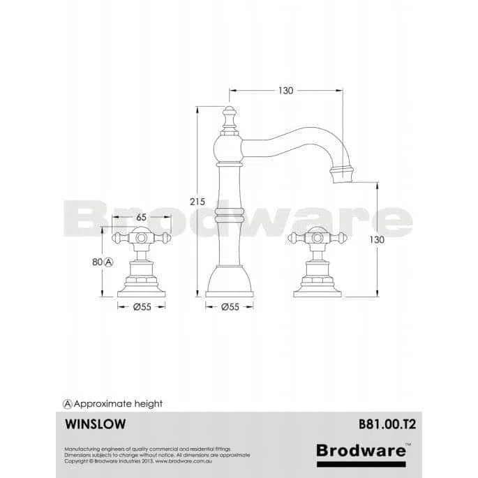 Brodware Winslow Basin Set With Traditional Swivel Spout And Cross Handles