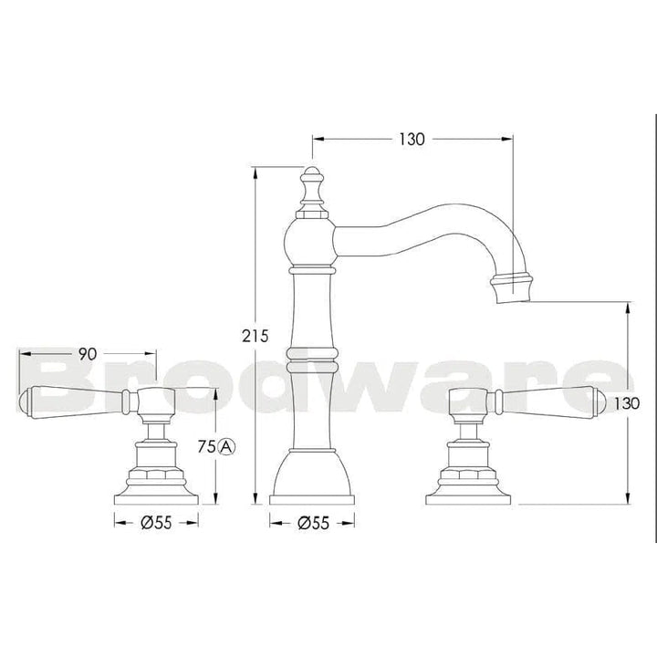 Brodware Winslow Basin Set With Traditional Swivel Spout And Lever Handles