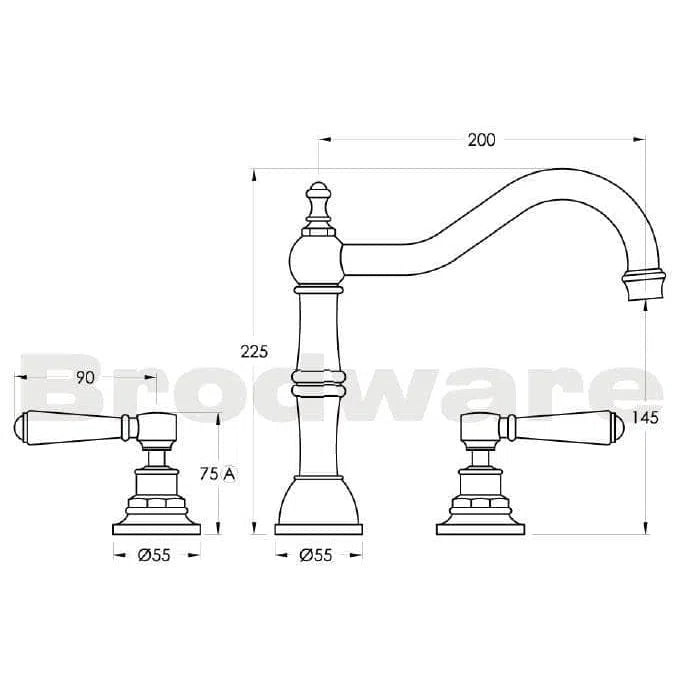 Brodware Winslow Bath Set With Traditional Swivel Spout
