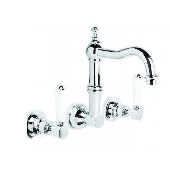 Brodware Winslow Wall Set With 175mm Traditional Swivel Spout - Lever Handles