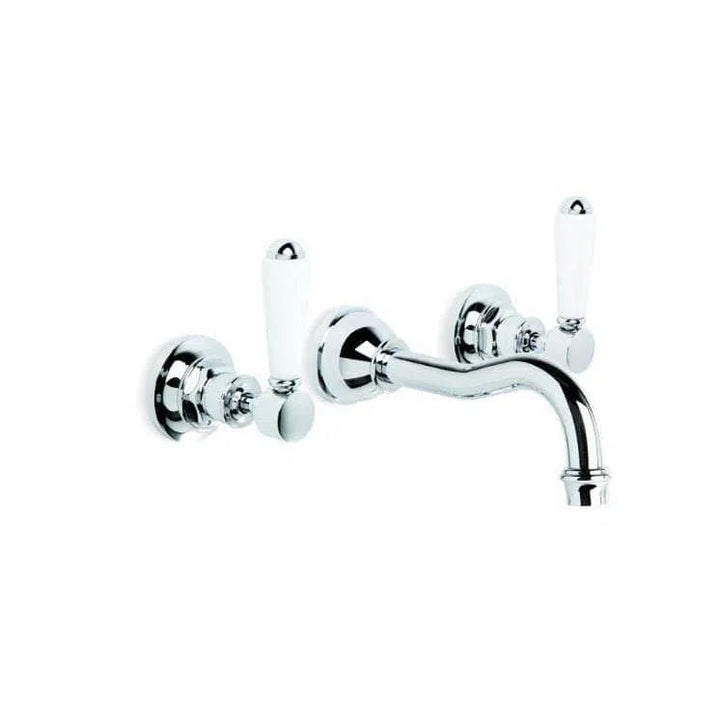 Tapware Brodware Brodware Winslow Wall Set With Traditional Spout White Porcelain