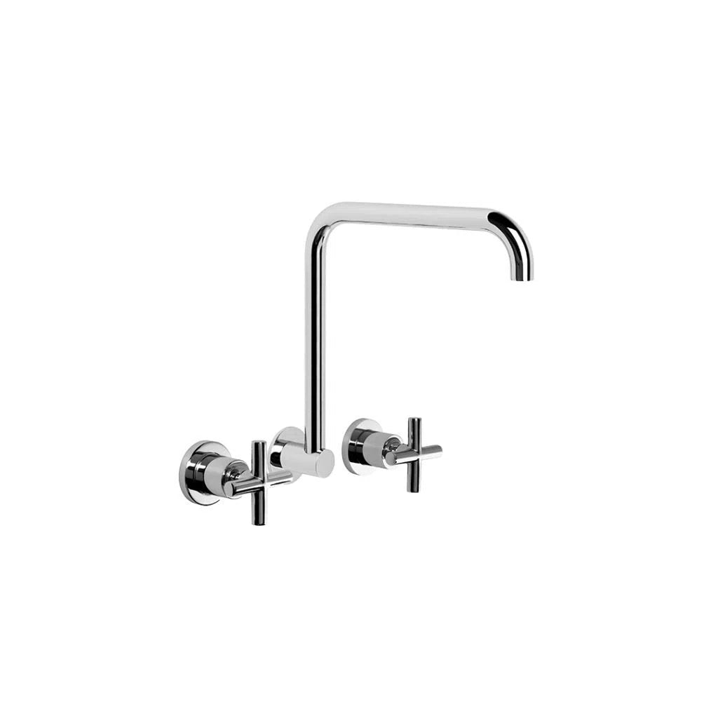 Brodware City Plus Wall Set with Flow Control & Cross Handles & Swivel Spout