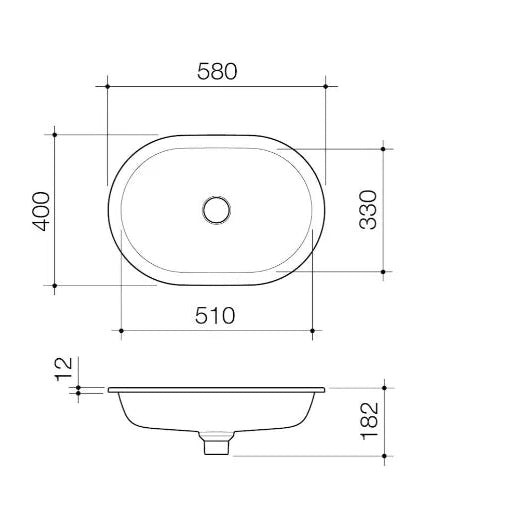 Caroma Liano II 580mm Pill Under/Over Counter Basin