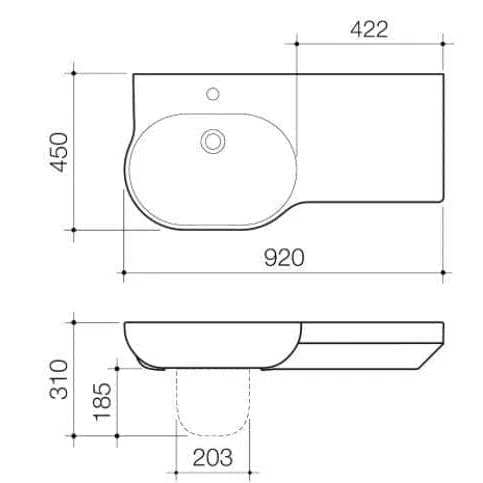 Caroma Opal 920 Wall Basin With Shelf