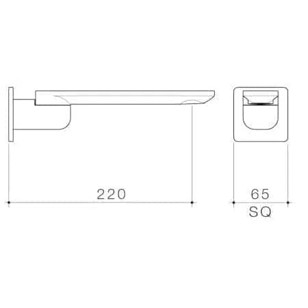 Caroma Urbane II 220mm Bath Swivel Outlet Square Coverplate Brushed Brass