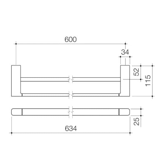 Caroma Luna Double Towel Rail 630mm Brushed Brass