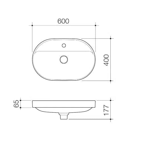 Caroma Liano II 600mm Pill Inset Basin with Tap Landing