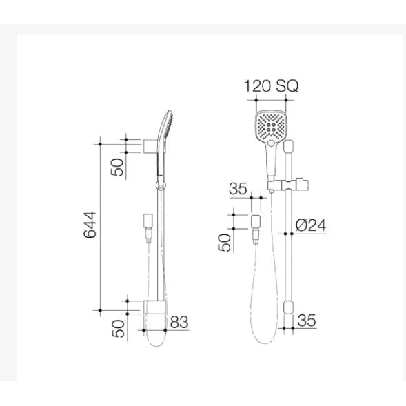 Caroma Luna Multifunction Rail Shower Black