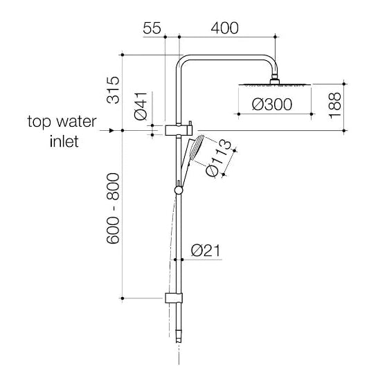 Caroma Urbane II Rail Shower With 300mm Overhead - Matte Black