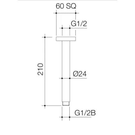 Caroma Luna Straight Arm Square Flange 210 Brushed Brass