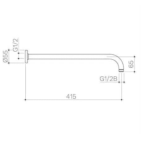 Caroma Urbane II 400mm Right Angled Shower Arm - Matte Black