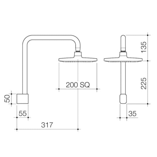 Caroma Luna Fixed Overhead Shower Brushed Brass
