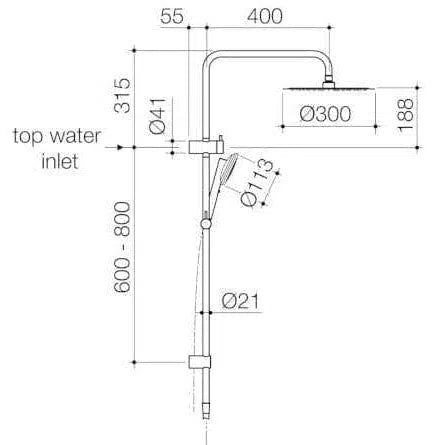 Caroma Urbane II Rail Shower With 300mm Overhead