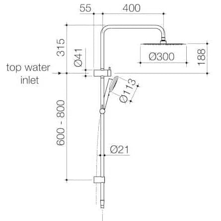 Caroma Urbane II Rail Shower With 300mm Overhead