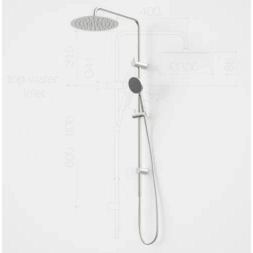 Caroma Urbane II Rail Shower With 300mm Overhead - Brushed Nickel