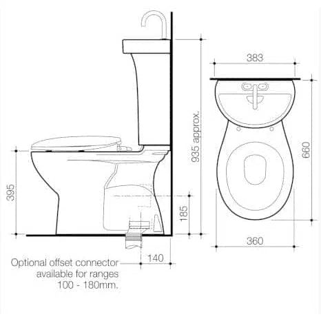 Caroma Profile 5 Toilet Suite Deluxe With Integrated Hand Basin