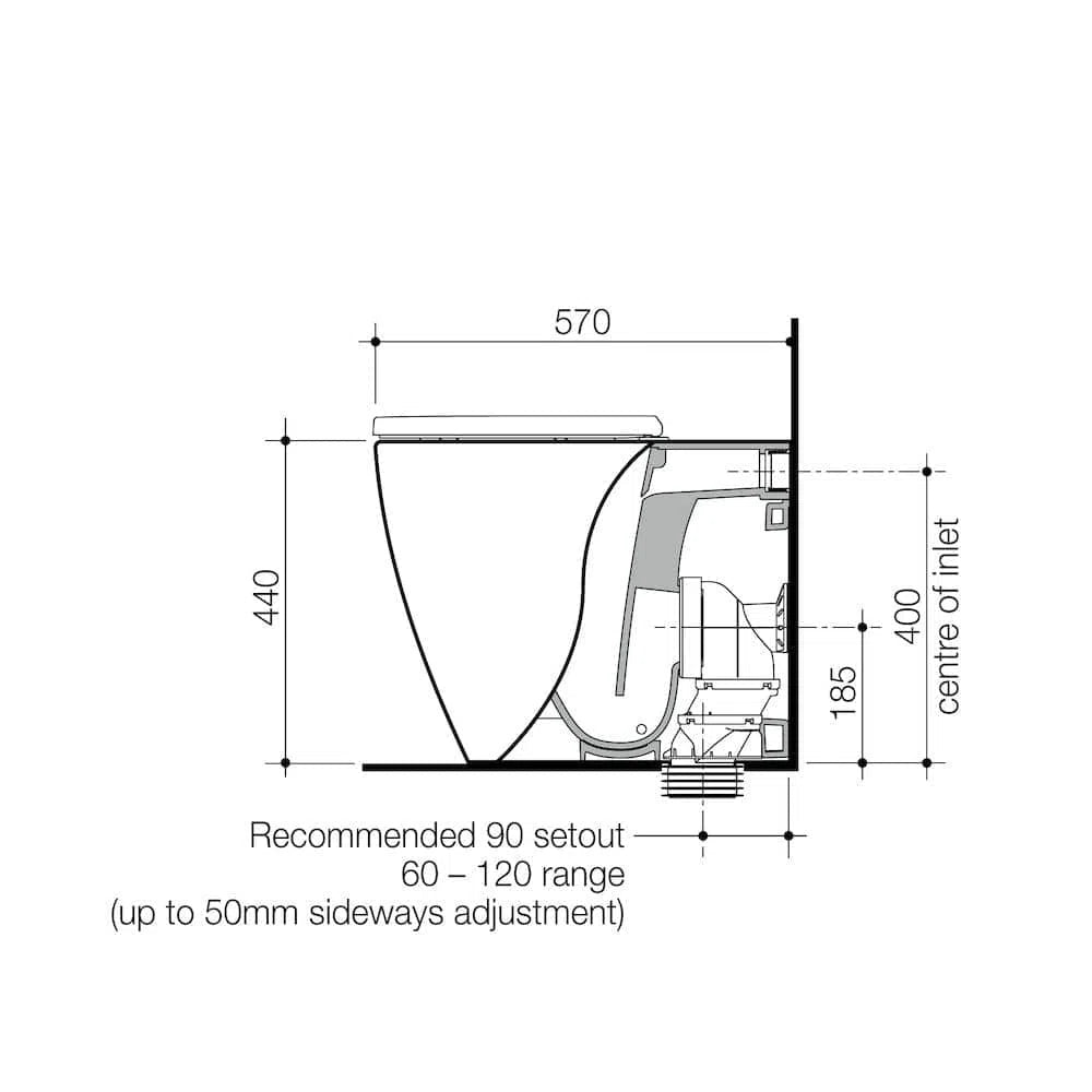 Caroma Urbane II Cleanflush® Wall Faced Back Inlet Pan Only