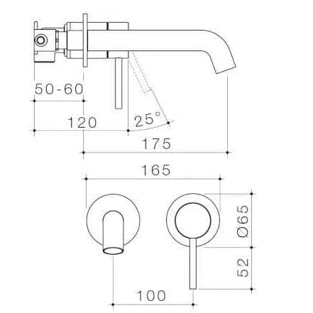 Caroma Liano II Wall Basin / Bath Mixer Set - Matte Black