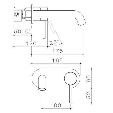 Caroma Liano II Wall Basin/Bath Mixer Set- Round Backplate - Brushed Brass Pvd