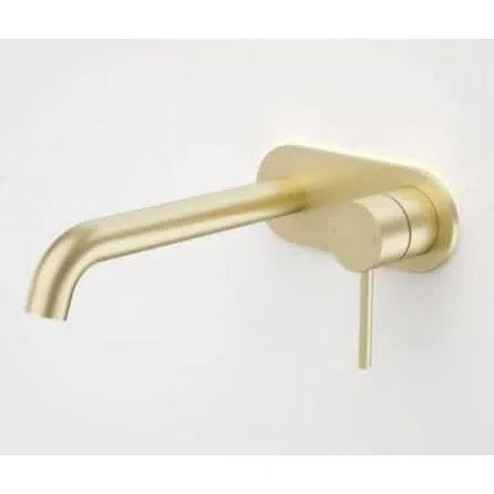 Caroma Liano II Wall Basin/Bath Mixer Set- Round Backplate - Brushed Brass Pvd