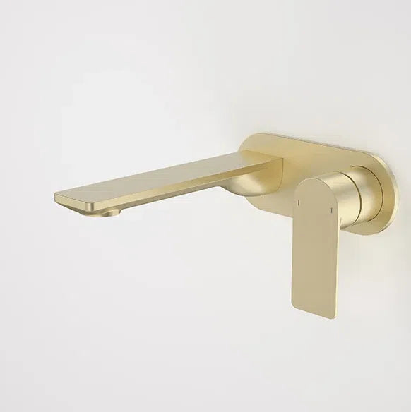 Caroma Urbane II 180mm Wall Basin/Bath Mixer Round Brushed Brass Pvd