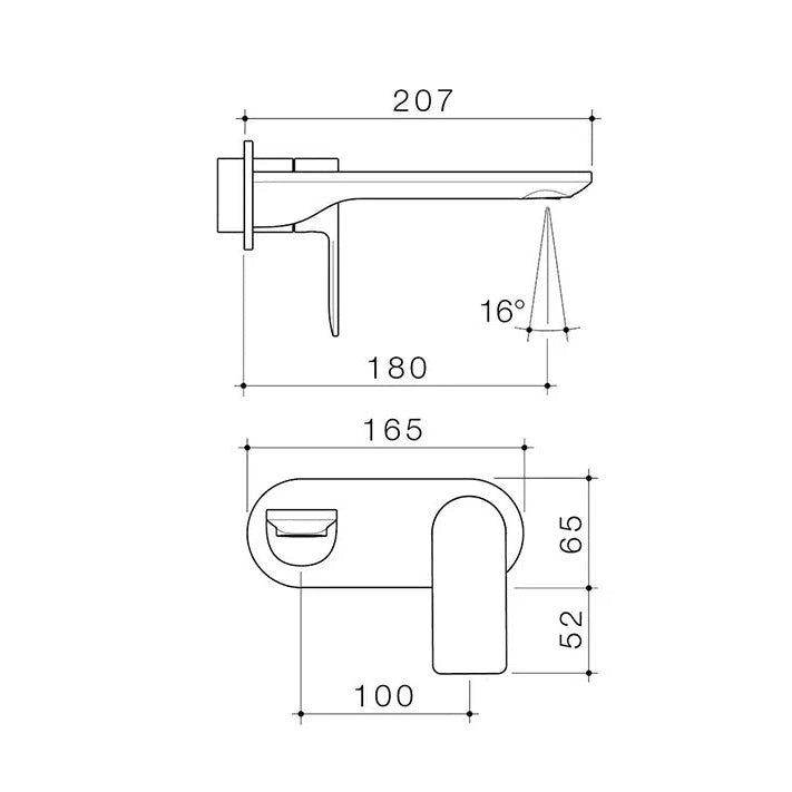 Caroma Urbane II 180mm Wall Basin/Bath Mixer Round Brushed Brass Pvd