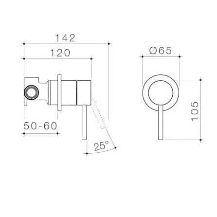 Caroma Liano II Bath/Shower Mixer - Round Plate - Brushed Nickel