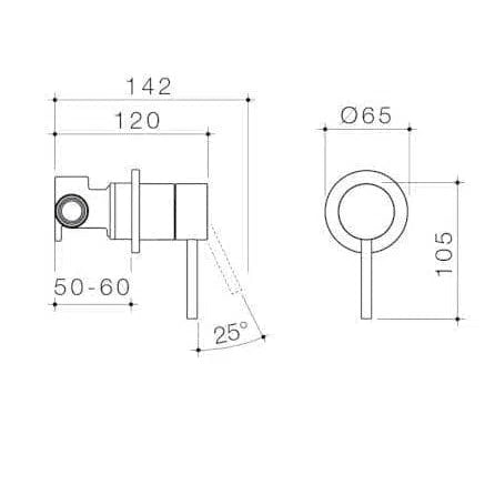 Caroma Liano II Bath/Shower Mixer - Round Plate - Chrome