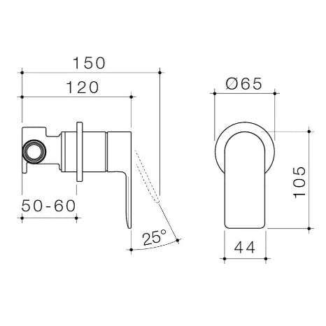 Caroma Urbane II Bath/Shower Mixer Round - Brushed Nickel