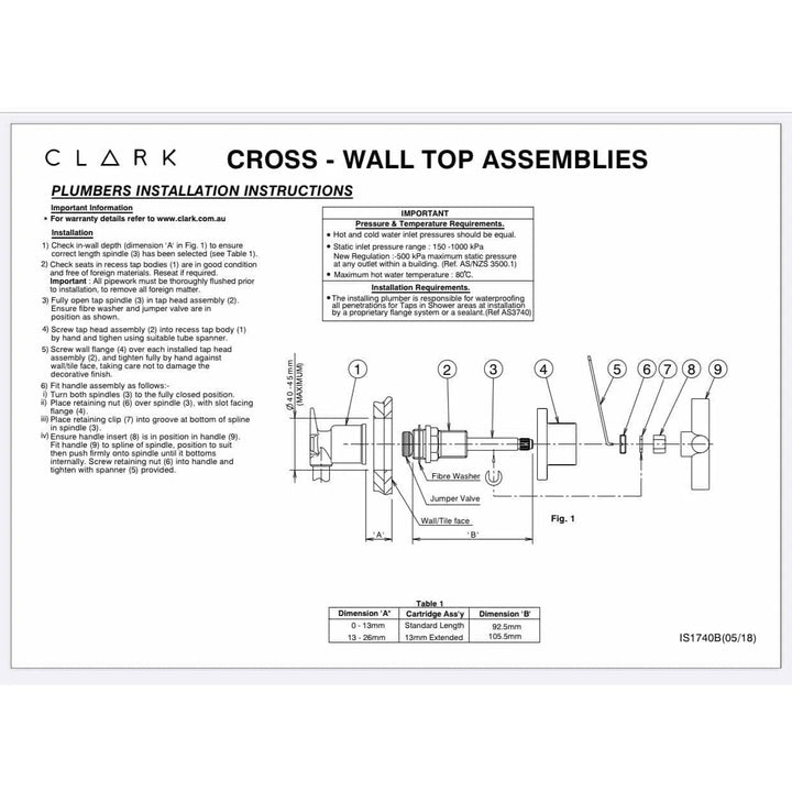 Clark Cross Wall Top Assembly