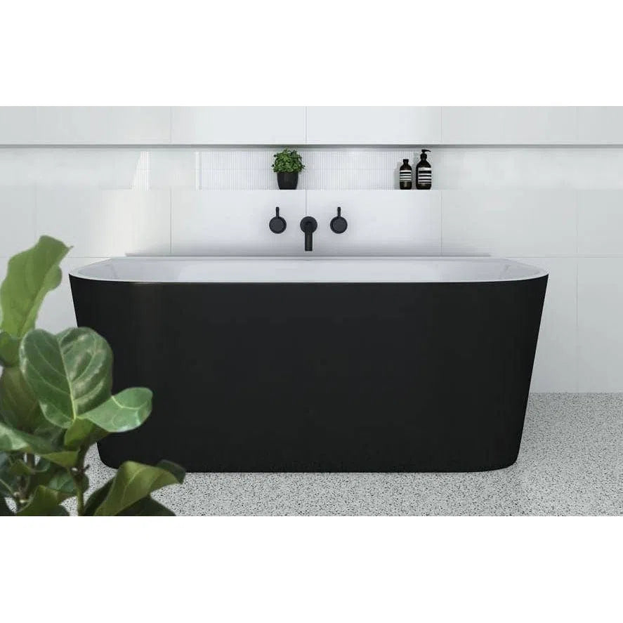 Alegra Back To Wall Black Freestanding Bath 1700