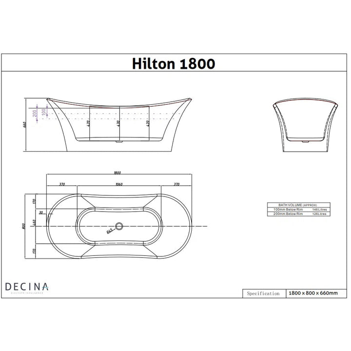Hilton 1800 Freestanding Bath