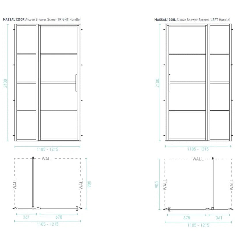 Decina Manhattan 1200 Framed Shower Matte Black