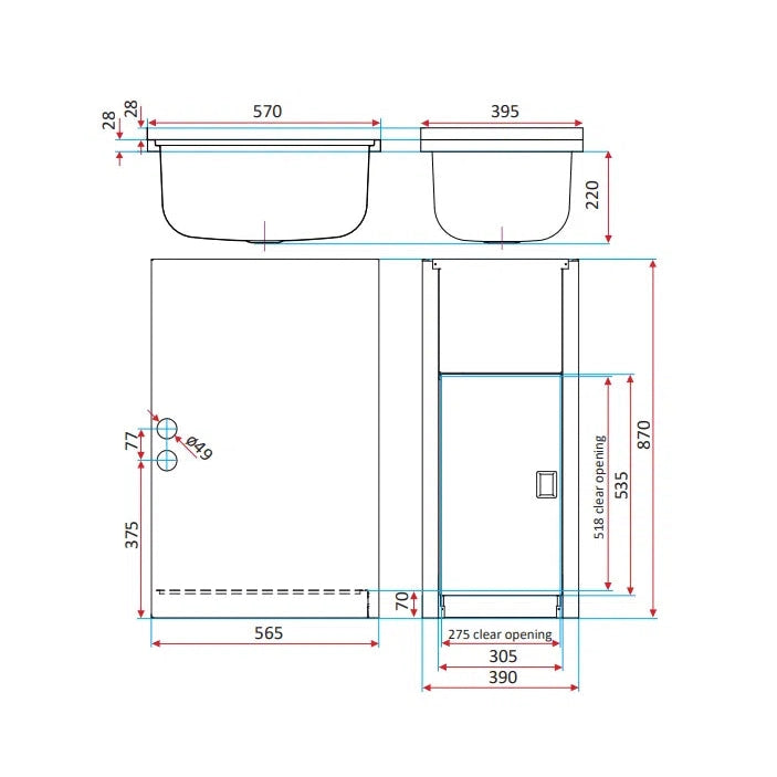 Everhard 30 Litre Project 30SS Stainless Steel Tub & Cabinet