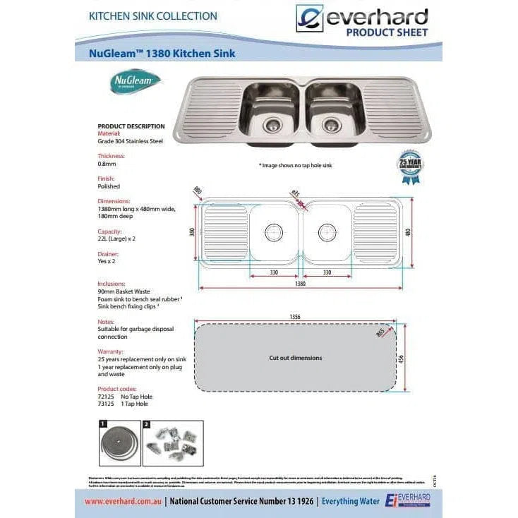 Everhard Classic Standard 1380 Double Bowl Sink