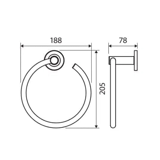 Fienza Axle Hand Towel Ring, Brushed Nickel