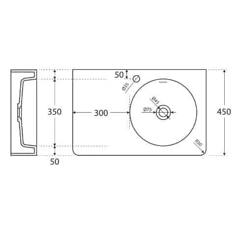 Fienza Encanto 700 Solid Surface Wall Basin With Overflow