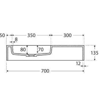 Fienza Encanto 700 Solid Surface Wall Basin With Overflow