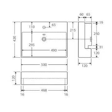 Fienza Petra Semi-Recessed Basin