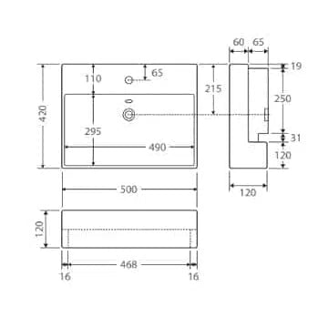 Fienza Petra Semi-Recessed Basin