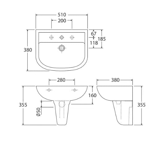 Rak X500 Wall-Hung Basin With Integral Shroud